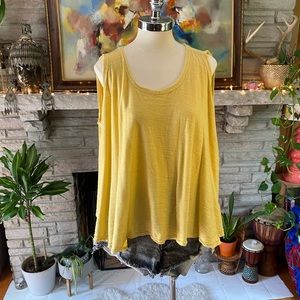 Free People soft yellow flowy tank top